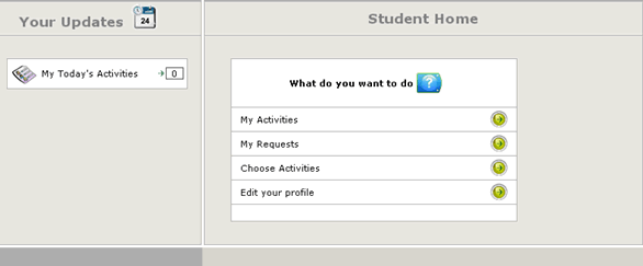Student Home Page After LOGIN